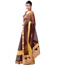 Brown & Yellow Fusion Designer Collection Saree MDL-S-SR1-012